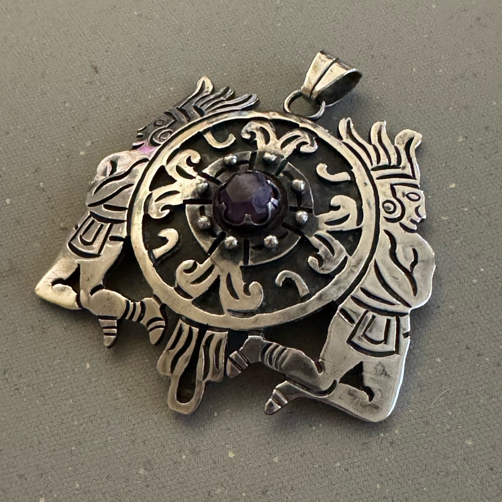 Vintage Taxco Sterling Silver and Amethyst Stone Pendant
